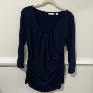Women’s New York and Company stretch, navy 3/4 length blouse, size medium